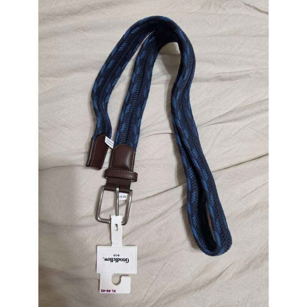 Goodfellow & Co Mens Braided Stretch Belt XL 40-42 Blue Brown TARB1010 NWT